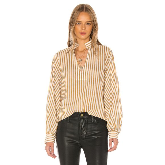 Nili Lotan Tops - Nili Lotan Joey Top Ivory Mustard Stripe
